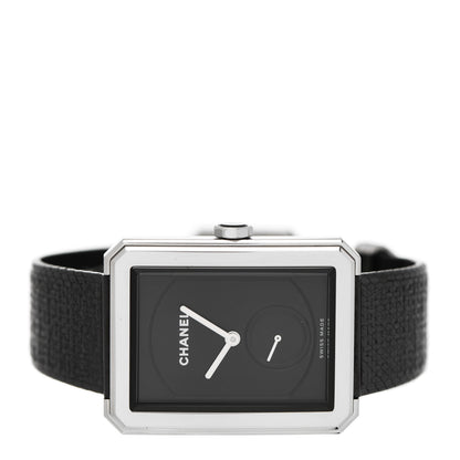 Chanel Stainless Steel Calfskin 29mm Boy-Friend Tweed Manual Winding Watch Black 2 of 6