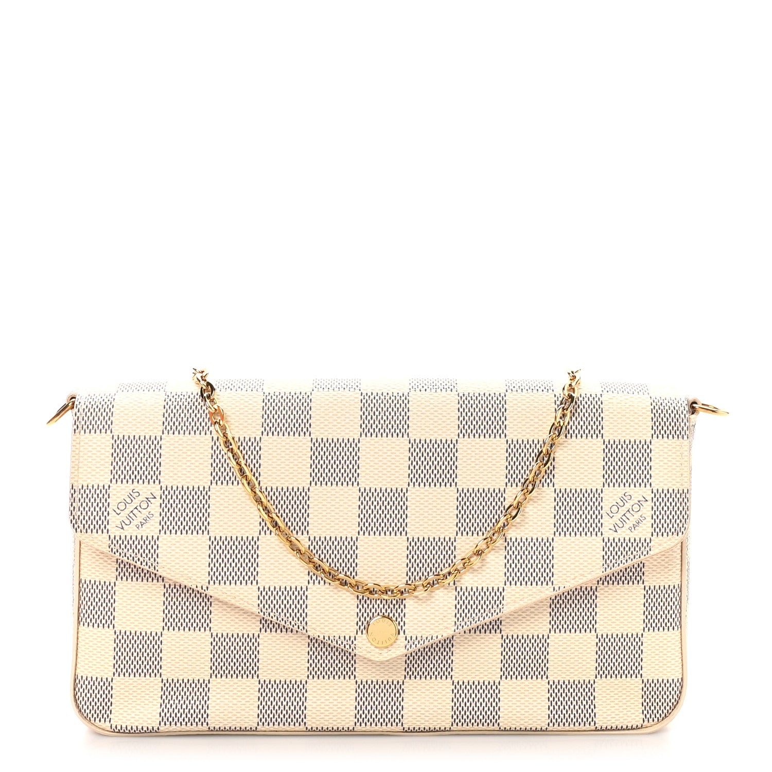 Louis Vuitton Damier Azur Pochette Felicie Chain Wallet Rose Ballerine 1 of 12