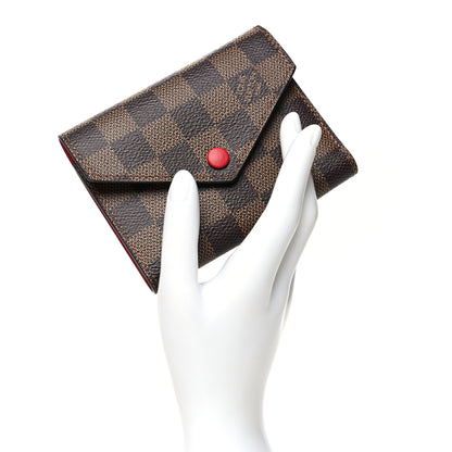 Louis Vuitton Damier Ebene Victorine Wallet Red 2 of 9