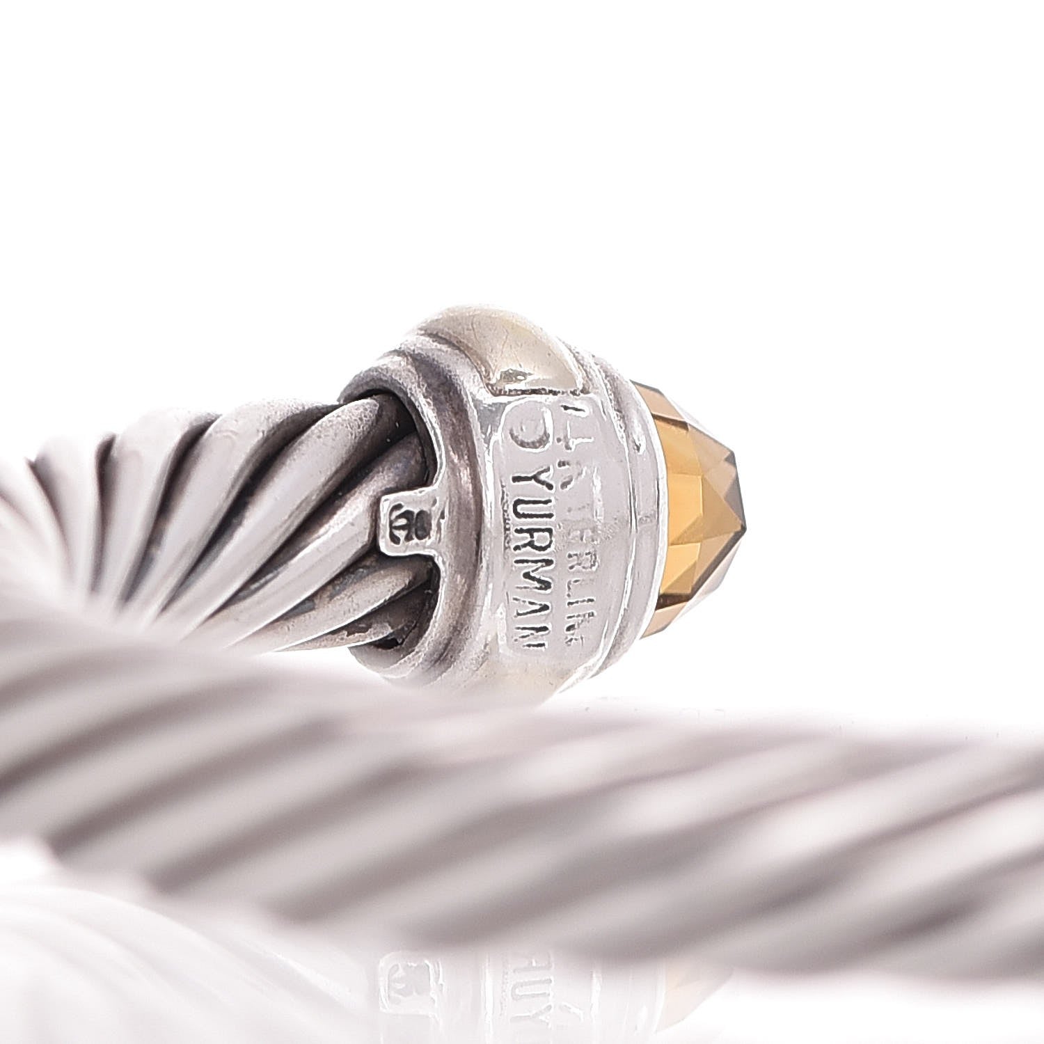 David Yurman Sterling Silver 14K Yellow Gold Citrine 7mm Cable Classics Bracelet 5 of 5