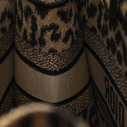 Christian Dior Canvas Mizza Embroidered Medium Leopard Book Tote Beige 8 of 14