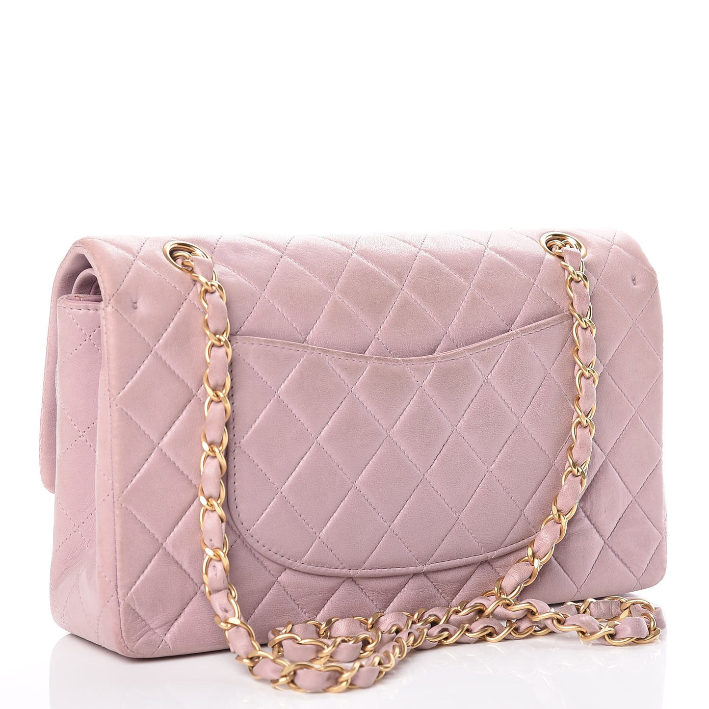 Lambskin Quilted Medium Double Flap Light Pink