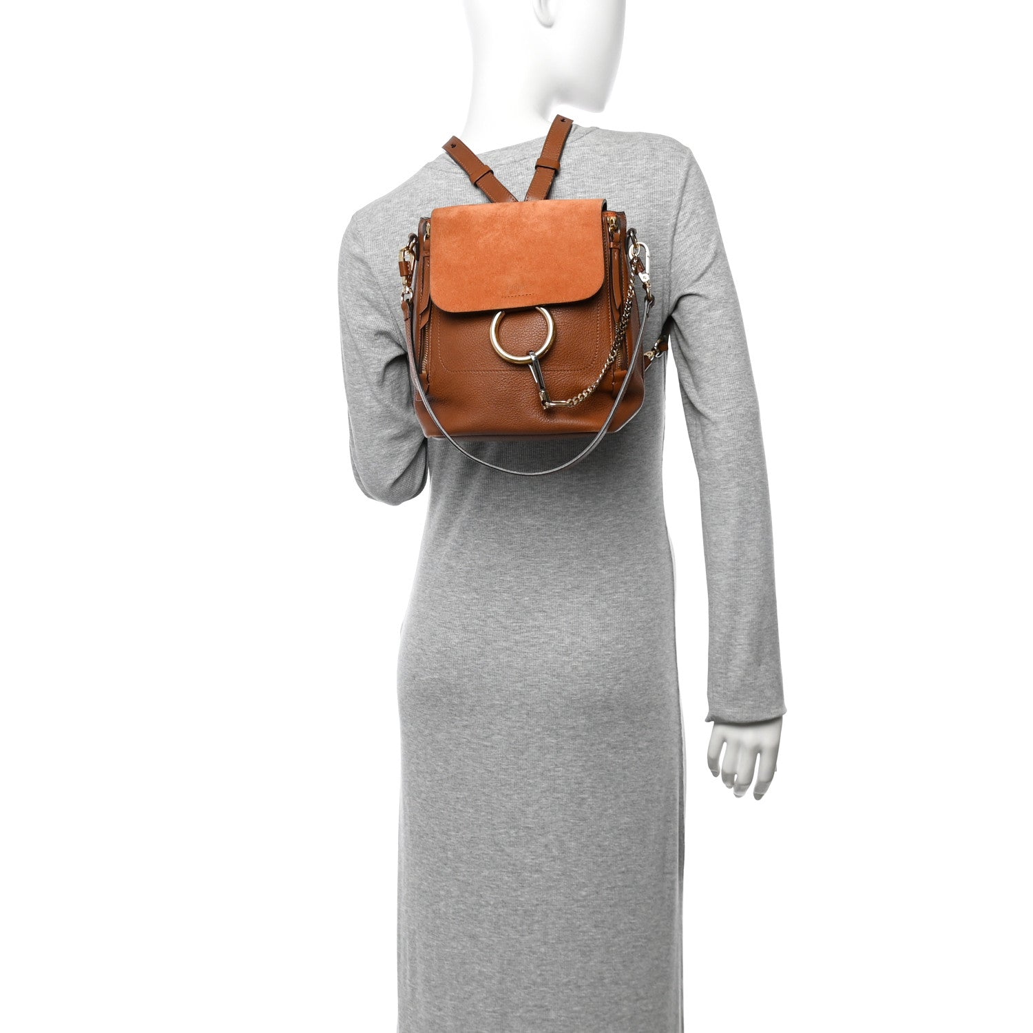 Chloe Suede Calfskin Medium Faye Backpack Tan 2 of 13