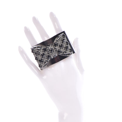 Chanel Baguette Crystal CC Bow Cuff Black Silver 2 of 7