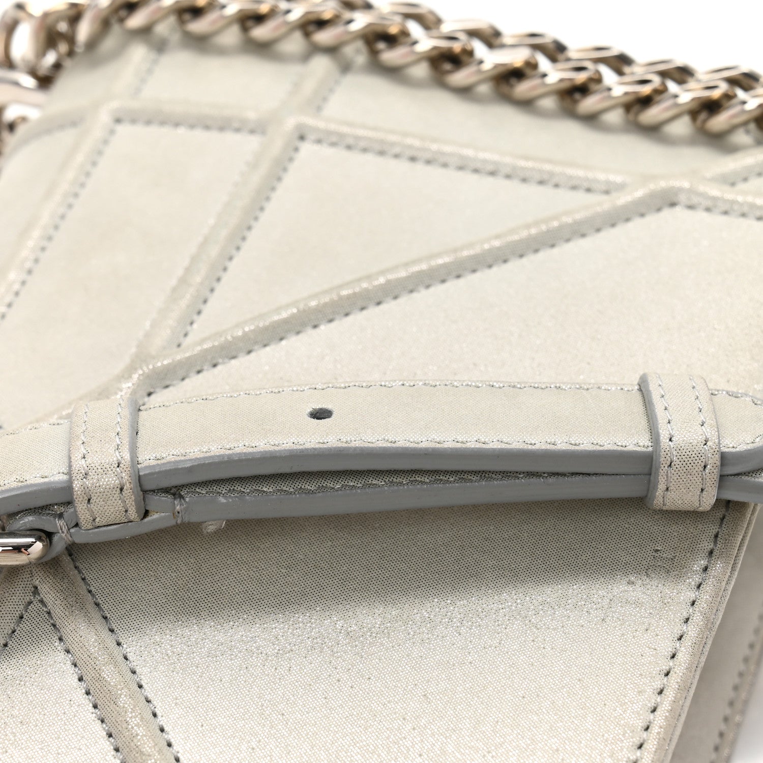 Christian Dior Metallic Calfskin Small Diorama Flap Bag Silver