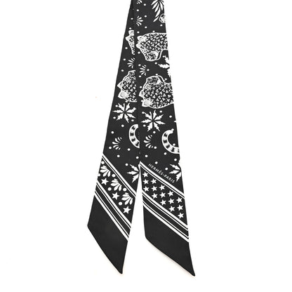 Hermes Silk Les Leopards Twilly Black White 2 of 4