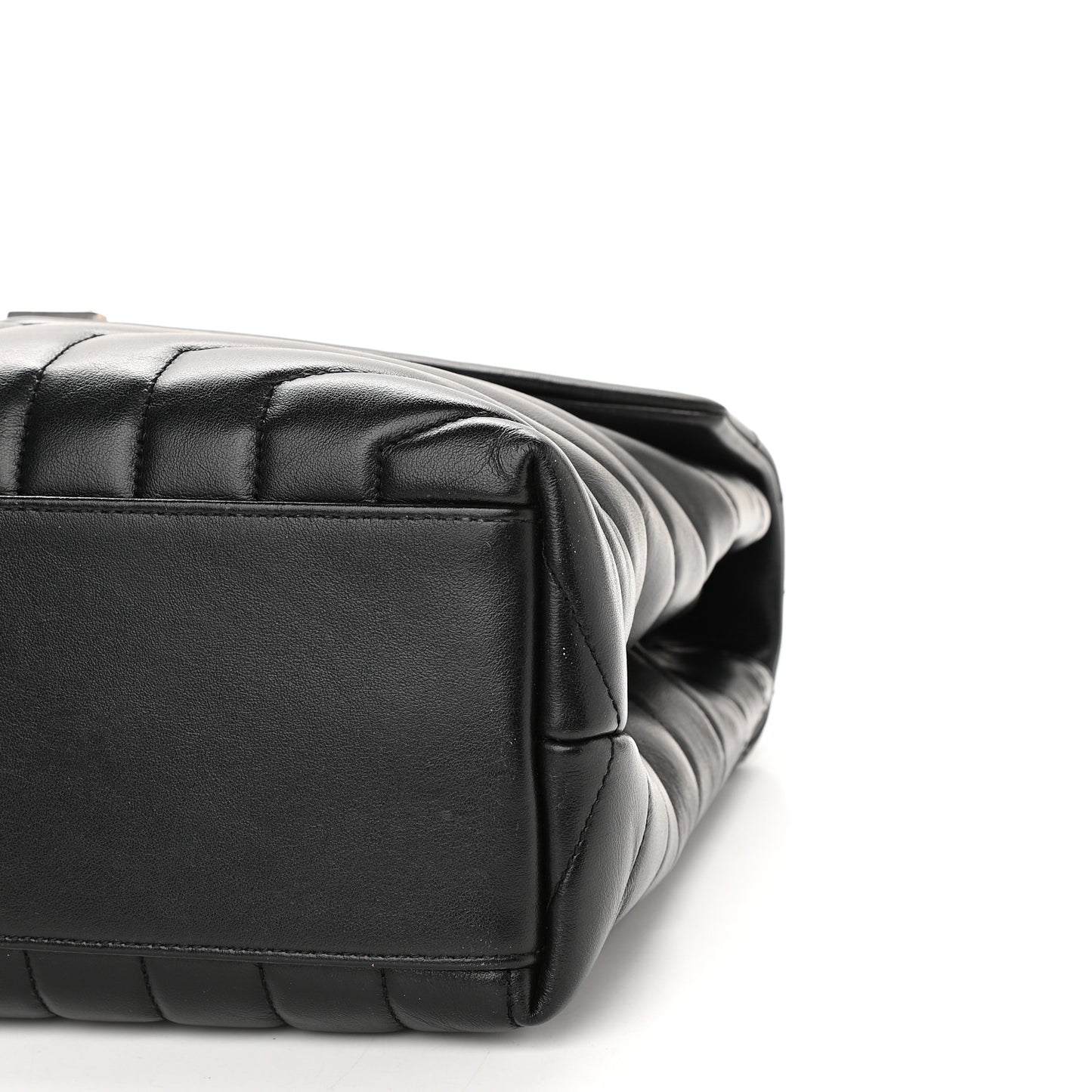 Calfskin Y Quilted Monogram Medium Loulou Chain Satchel Black