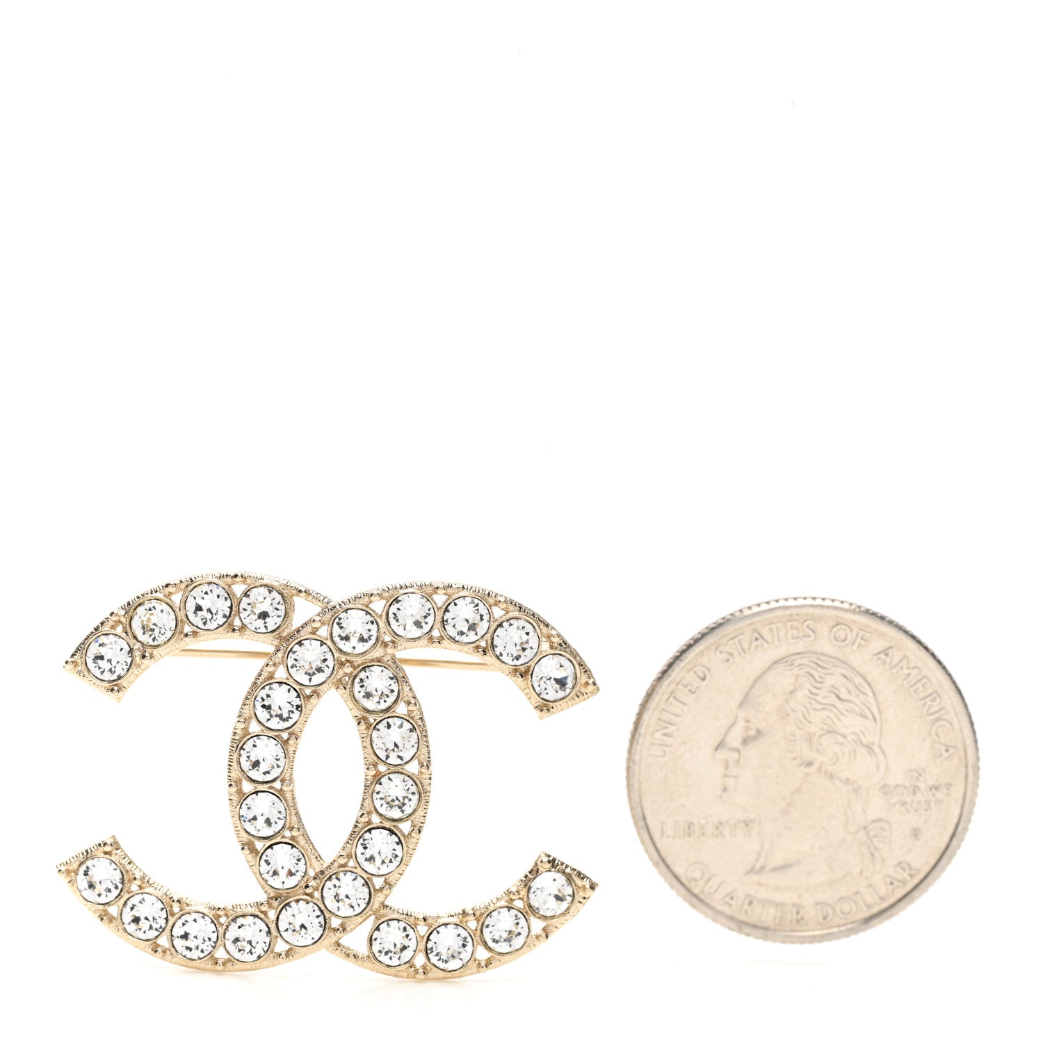 Chanel Crystal Textured CC Brooch Light Gold 3 of 5