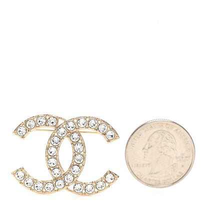 Chanel Crystal Textured CC Brooch Light Gold 3 of 5