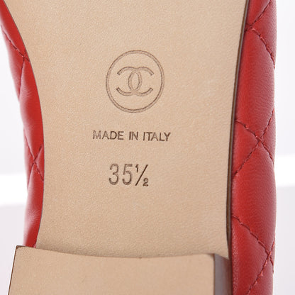 Chanel Lambskin Quilted CC Cap Toe Ballerina Flats 35.5 Light Red 5 of 8