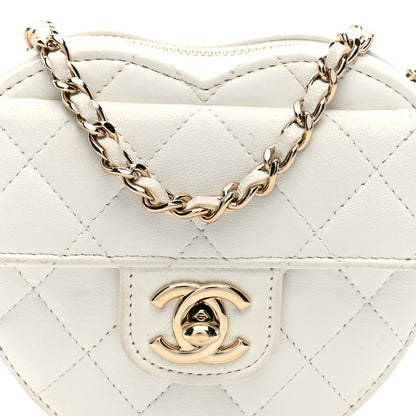 Chanel Lambskin Quilted CC In Love Heart Clutch With Chain White 8 of 9
