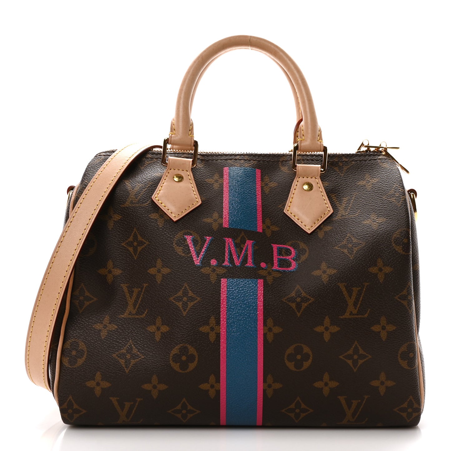 Monogram My LV Heritage Speedy Bandouliere 25 Bleu de France Fuchsia
