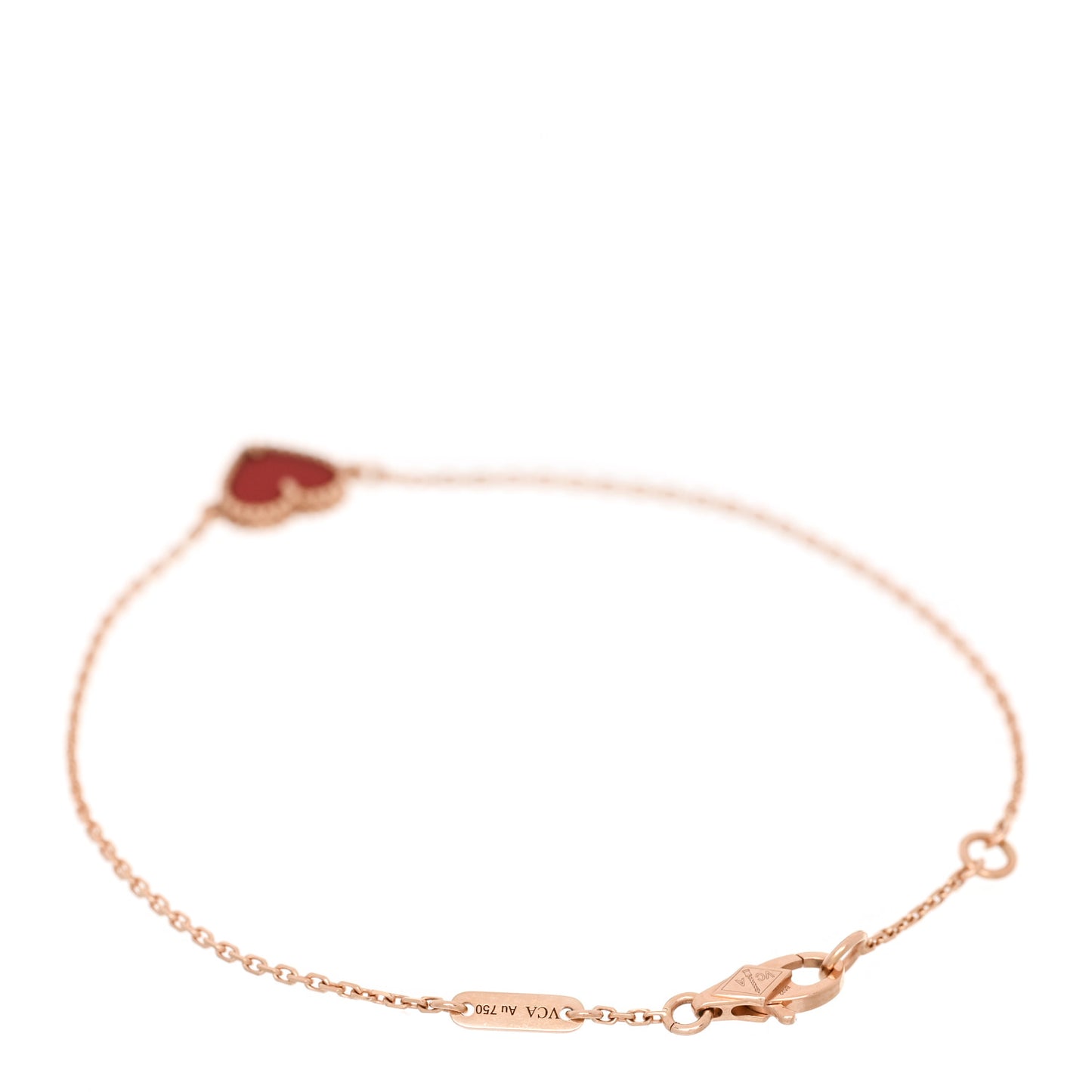 18K Rose Gold Carnelian Sweet Alhambra Heart Bracelet
