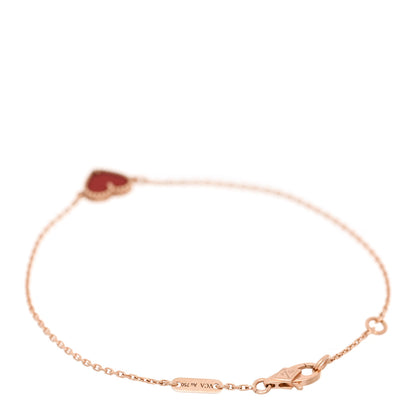 Van Cleef & Arpels 18K Rose Gold Carnelian Sweet Alhambra Heart Bracelet 2 of 5