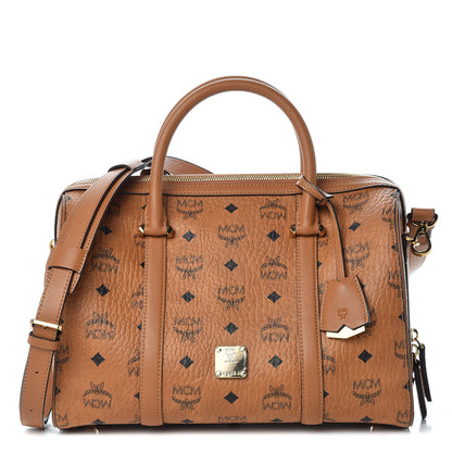 MCM Visetos Medium Boston Bag Cognac 1 of 8