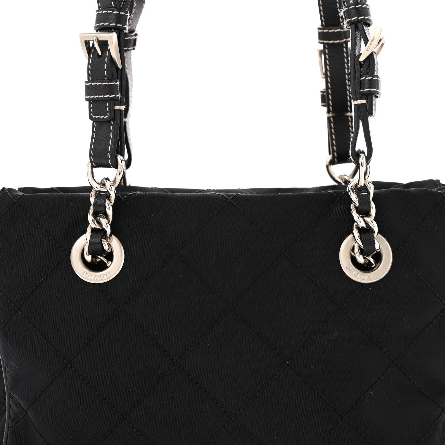 Prada Nylon Tessuto Quilted Chain Shoulder Bag Black 8 of 15