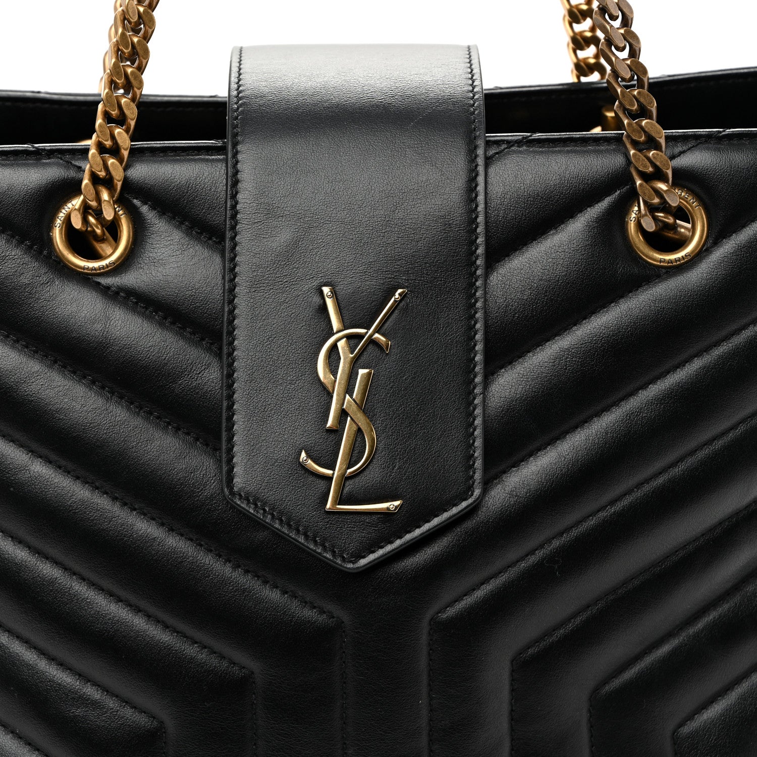 Saint Laurent Calfskin Y Quilted Monogram Large Loulou Shopper Black 9 of 12