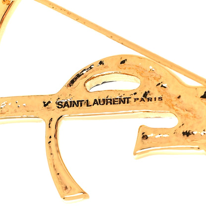 Saint Laurent Monogram Crocodile Opyum Brooch Gold 3 of 3