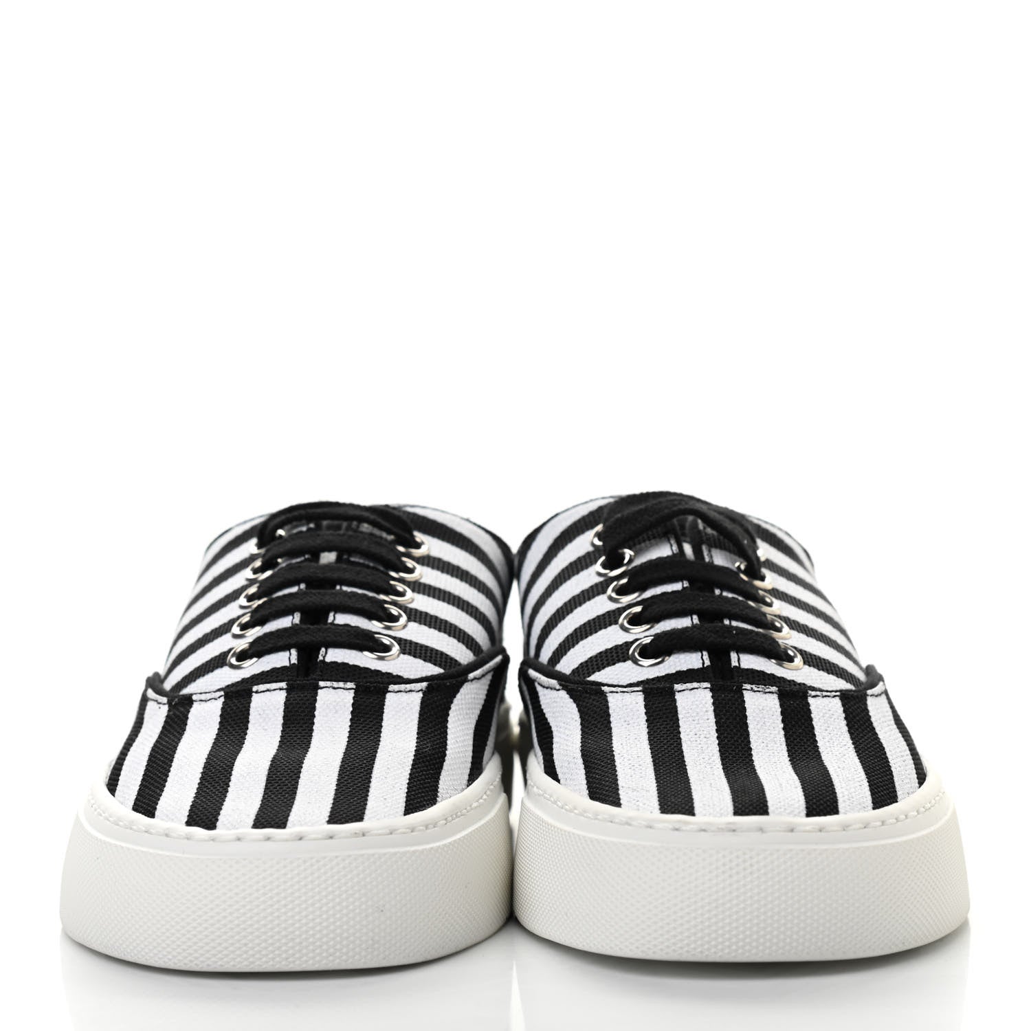 Saint Laurent Canvas Striped Venice Low Top Sneakers 36 Black White 2 of 7