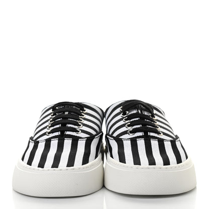 Saint Laurent Canvas Striped Venice Low Top Sneakers 36 Black White 2 of 7