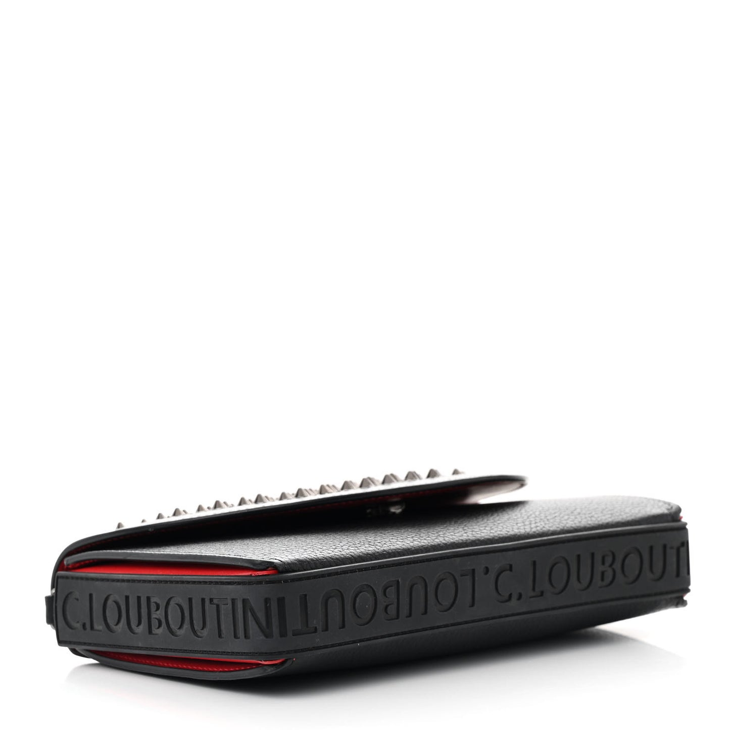 Calfskin Funky Spikes Wallet on Strap Black