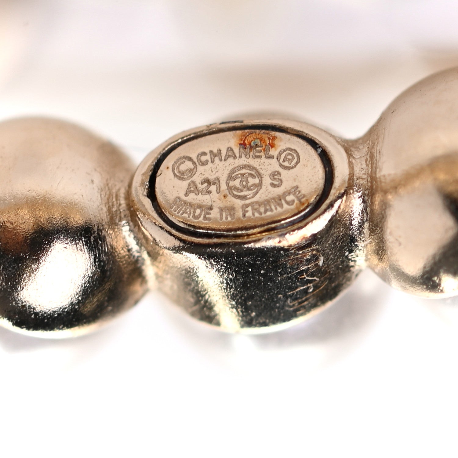 Chanel Crystal Pearl CC No 5 Hoop Drop Earring Gold 4 of 4