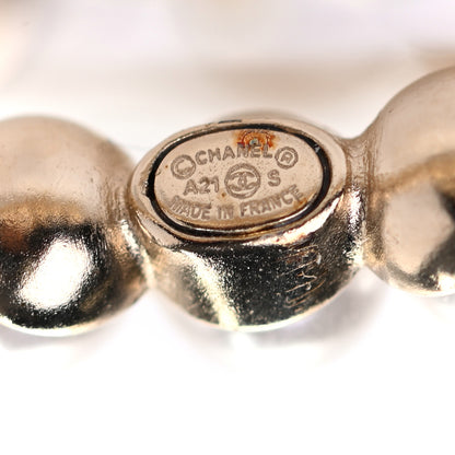 Chanel Crystal Pearl CC No 5 Hoop Drop Earring Gold 4 of 4