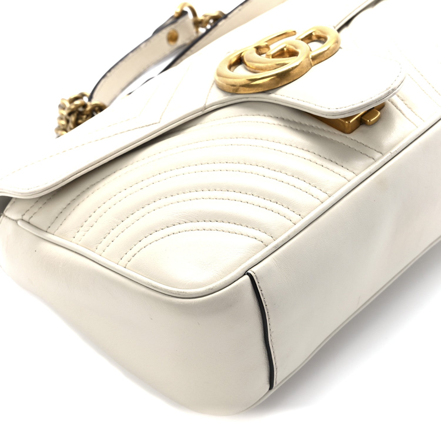 Gucci Calfskin Matelasse Small GG Marmont Shoulder Bag White 10 of 11