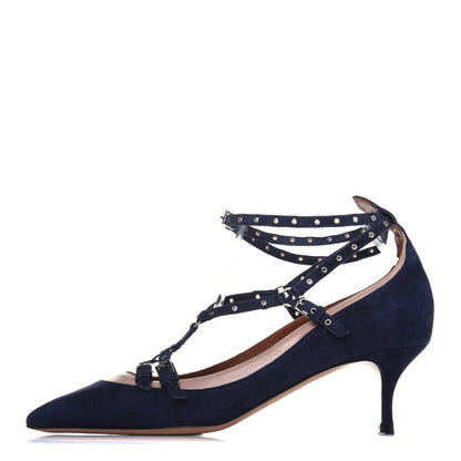 Valentino Garavani Suede Love Latch 50mm Pumps 39 Marine Poudre 1 of 9