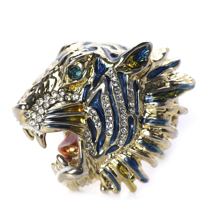 Gucci Metal Crystal Lion Head Ring XS Aged Gold Multicolor 1 of 4