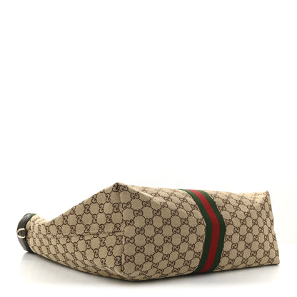 Gucci GG Monogram Web Large Giglio Tote Beige Brown 5 of 10