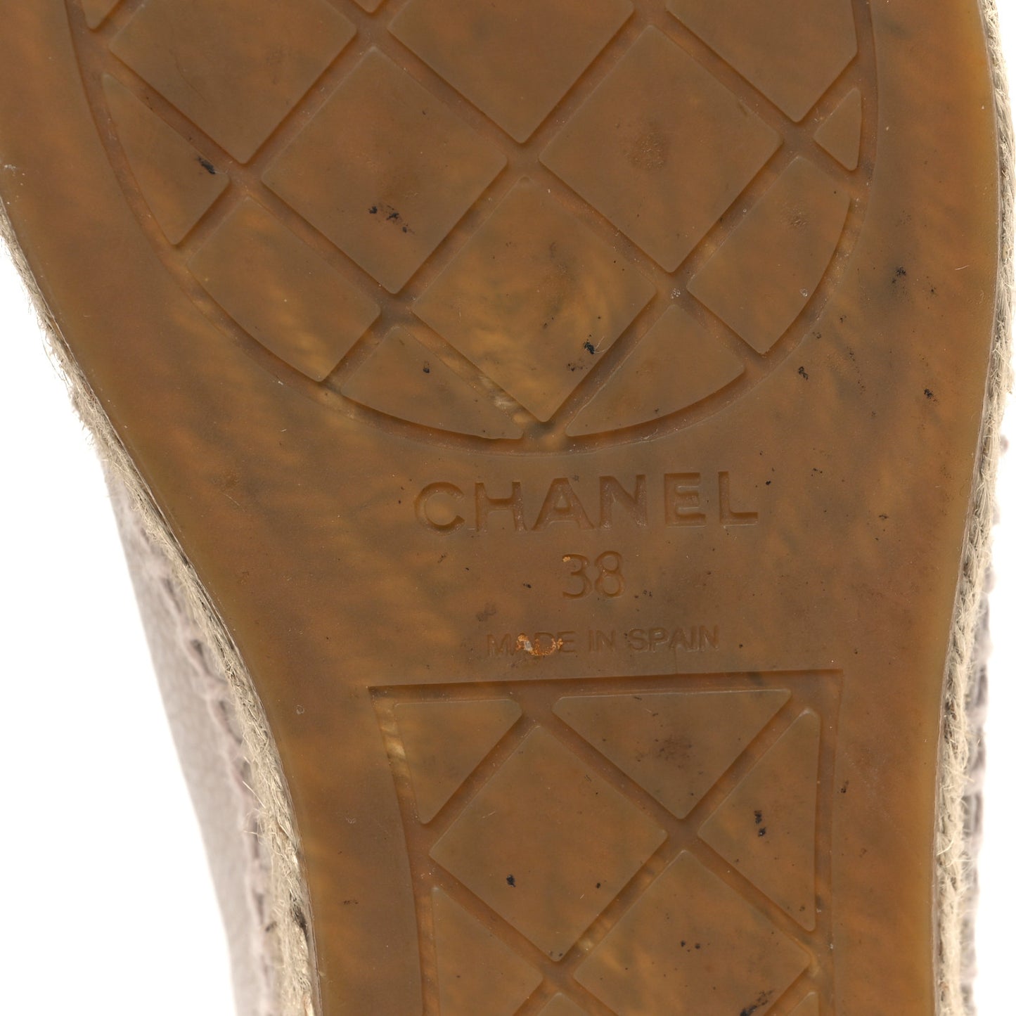 Grained Calfskin CC Espadrilles 38 Beige Black