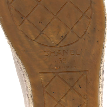 Chanel Grained Calfskin CC Espadrilles 38 Beige Black 6 of 7
