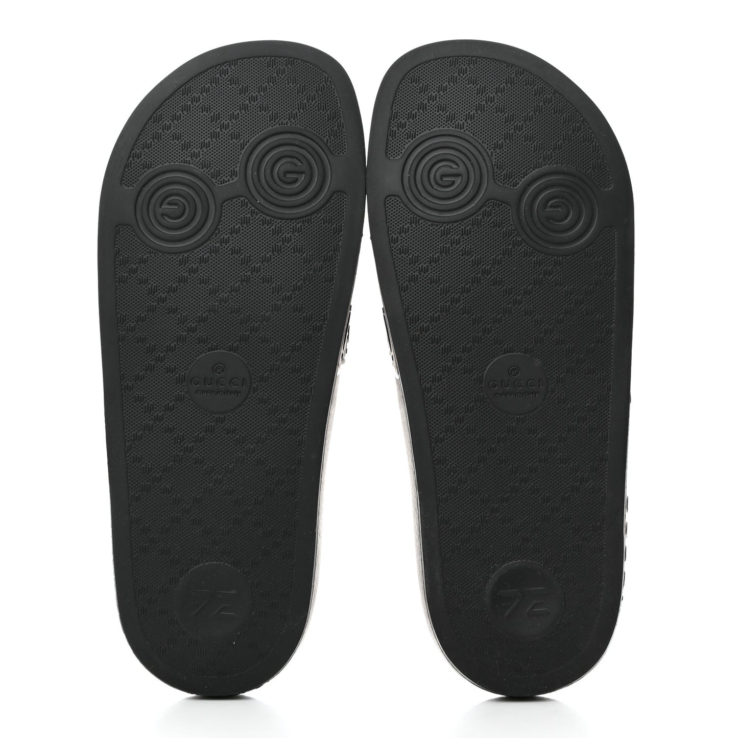 Rubber GG Monogram Perforated Womens Slide Sandals Black