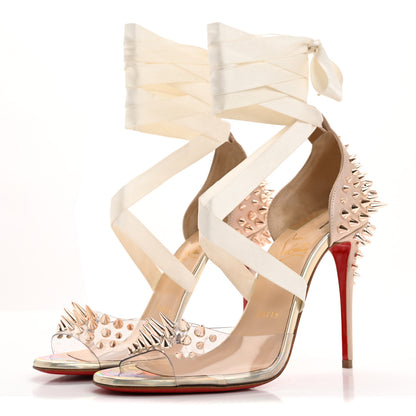 Christian Louboutin PVC Specchio Nappa Laser Barbarissima Sandals 36.5 Nude 4 of 12
