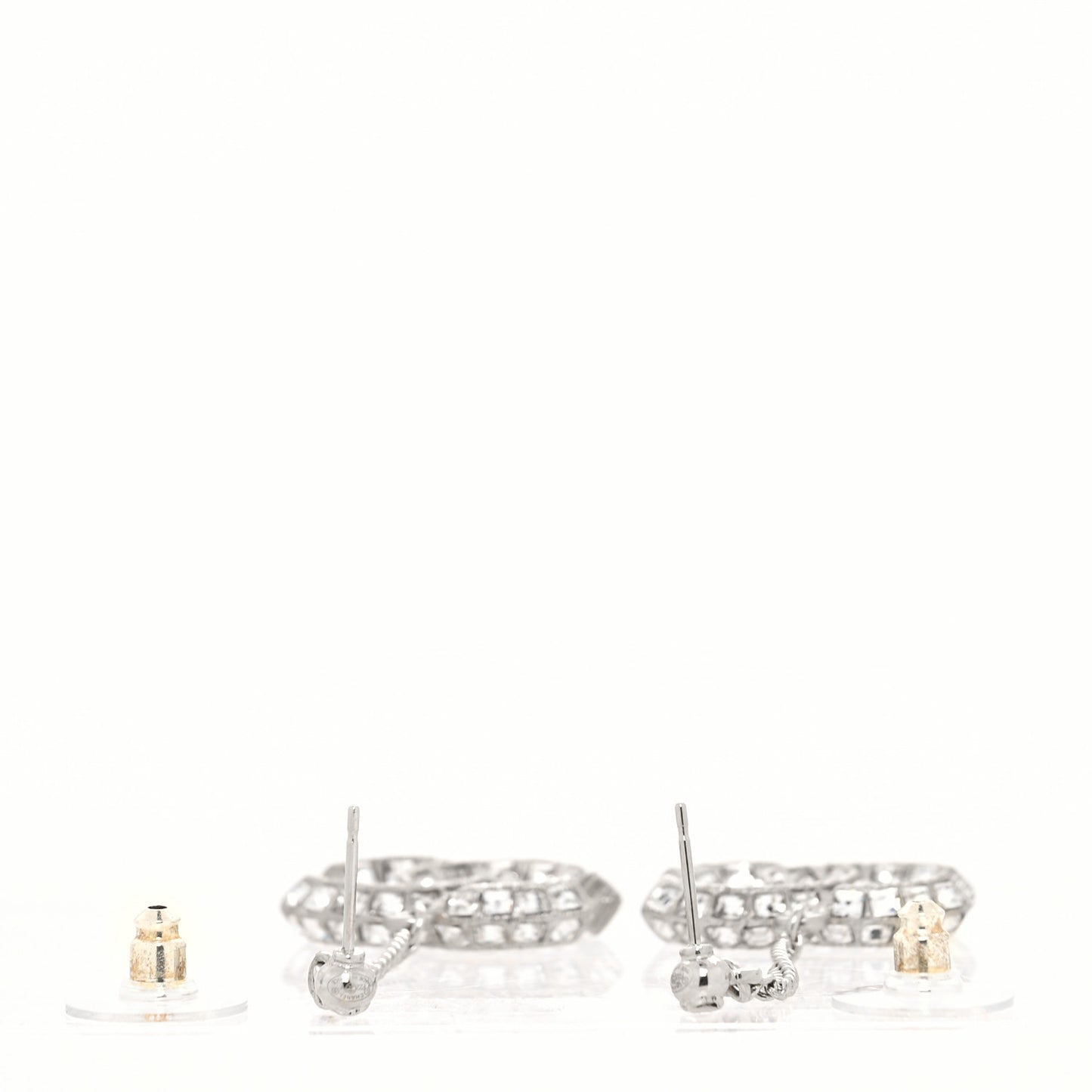 Baguette Crystal CC Drop Earrings Silver