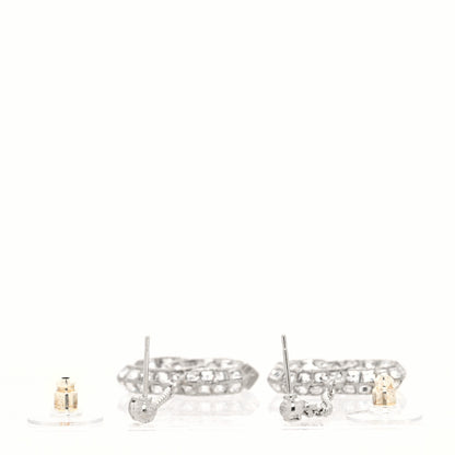 Chanel Baguette Crystal CC Drop Earrings Silver 3 of 3