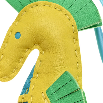 Hermes Milo Lambskin Hippo Bag Charm Lime Vert Comics Bleu Azteque 5 of 7