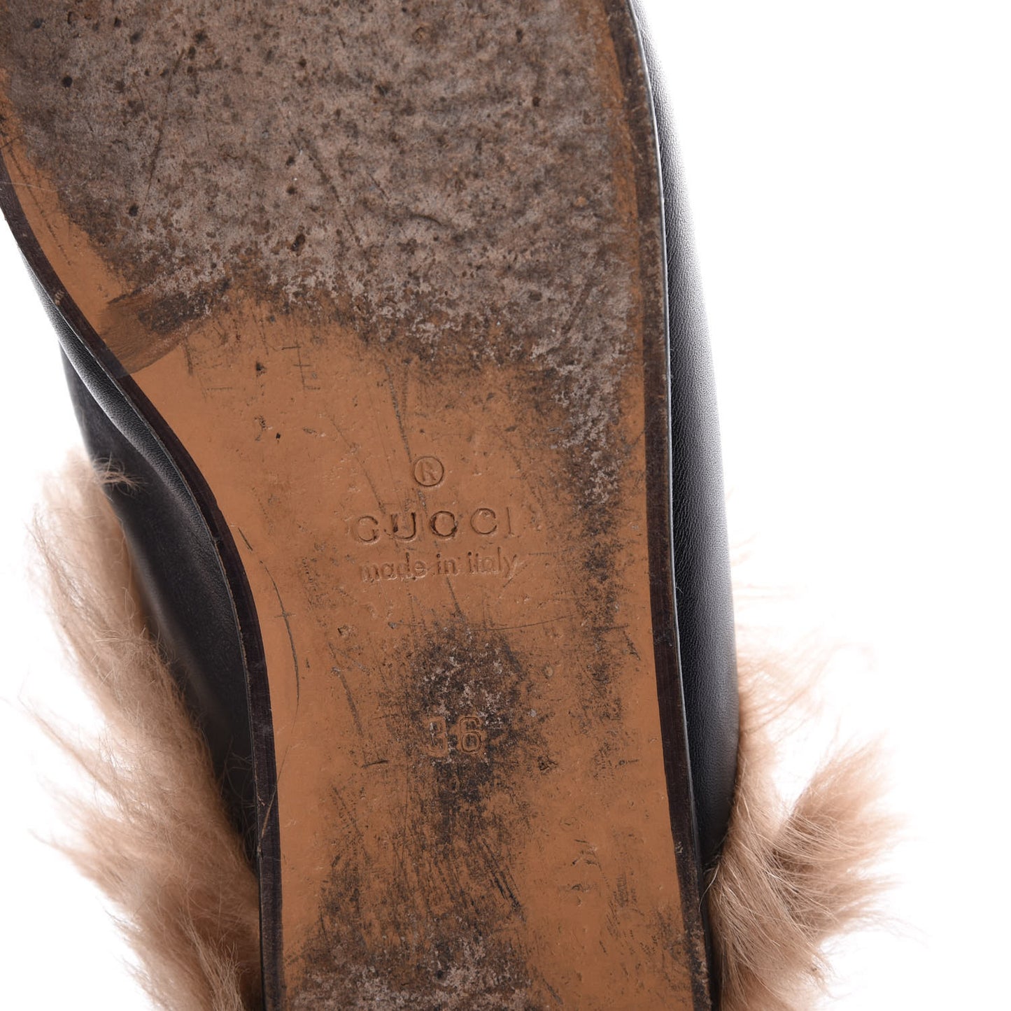Calfskin Fur Flower Embroidered Womens Princetown Slippers 36 Black