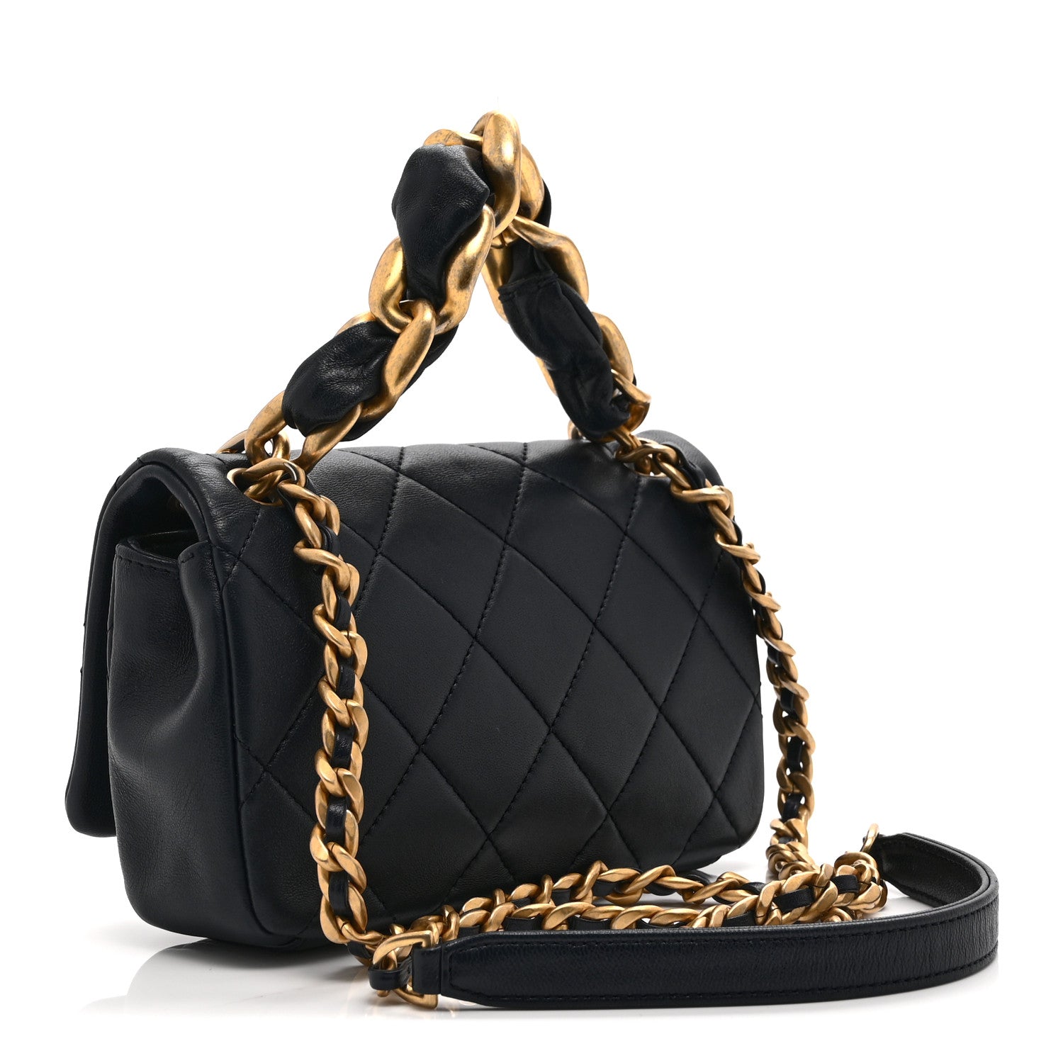 Chanel Shiny Lambskin Small Chain Is More Flap Navy Blue 3 of 10