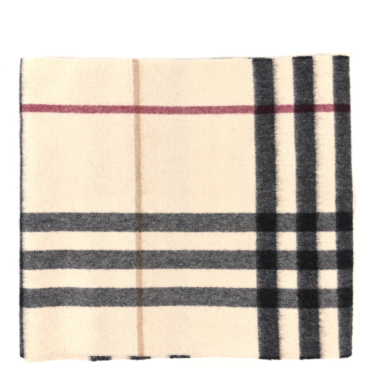 Burberry Cashmere Check Snood Scarf Ivory 1 of 3