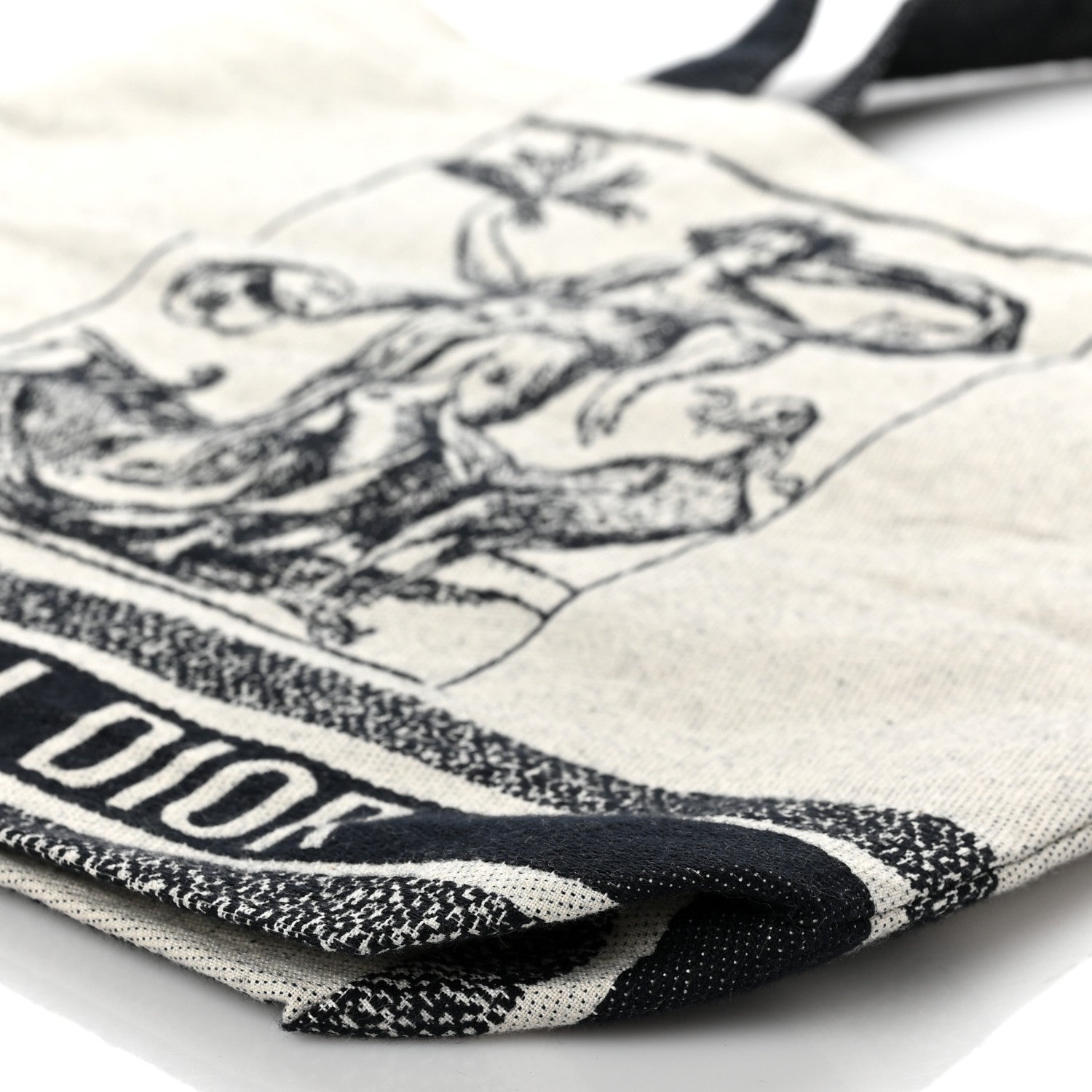 Christian Dior Canvas Print Cruise Tote Ivory Black 8 of 8