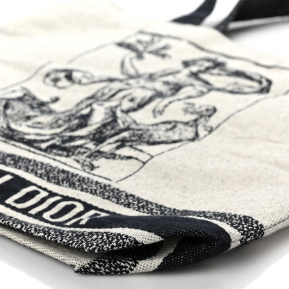Christian Dior Canvas Print Cruise Tote Ivory Black 8 of 8