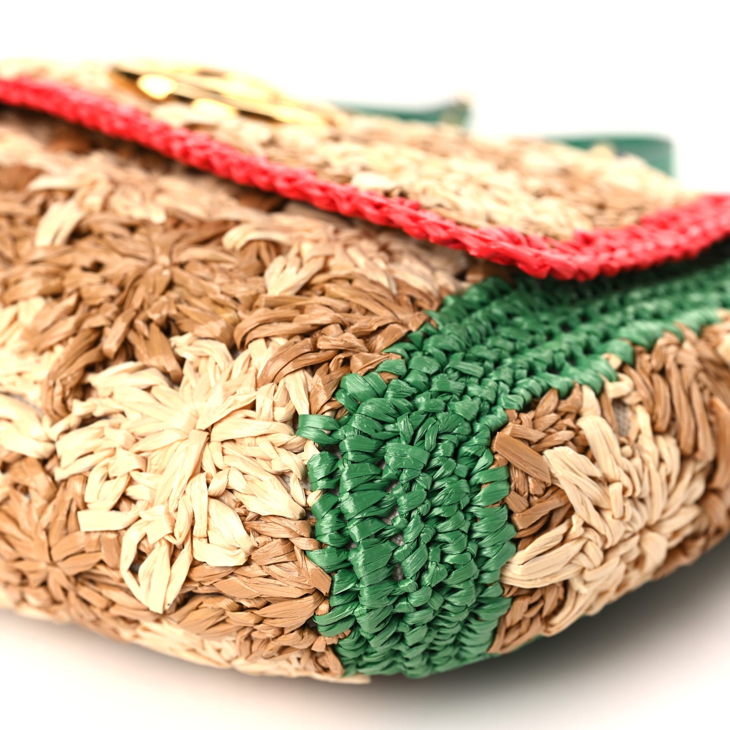 Raffia Azalea Calfskin Crochet Flower Small GG Marmont Shoulder Bag Natural Ecru Green Red New Shamarock