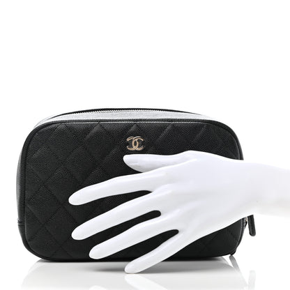 Chanel Caviar Quilted Curvy Pouch Cosmetic Case Black 2 of 7