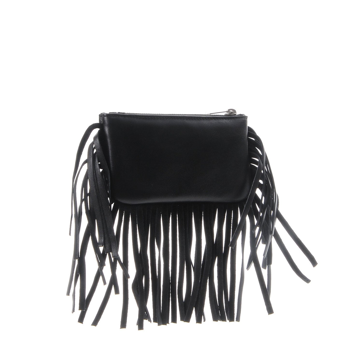 Calfskin Monogram Small Fringe Key Pouch Black