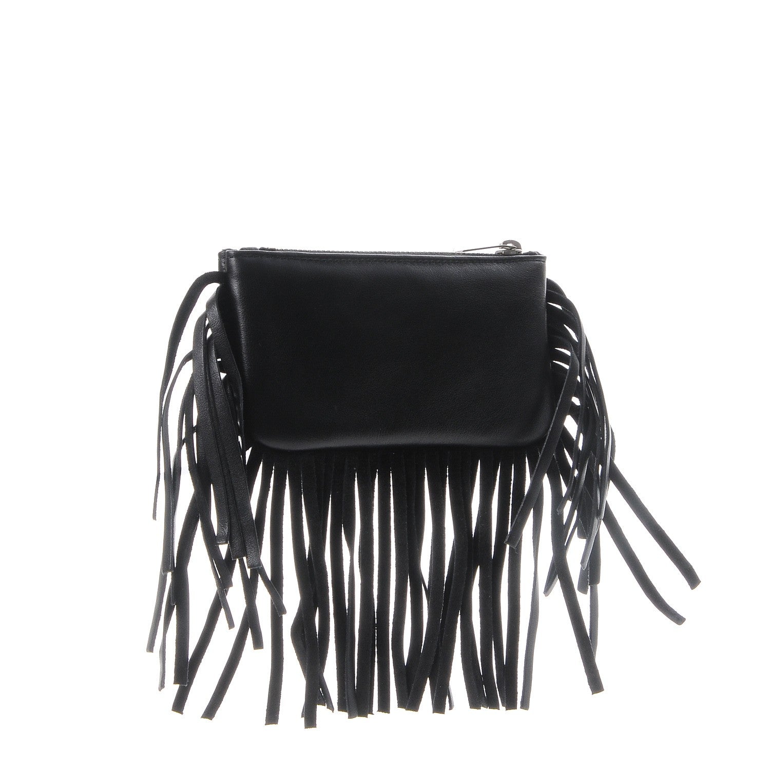 Saint Laurent Calfskin Monogram Small Fringe Key Pouch Black 3 of 8