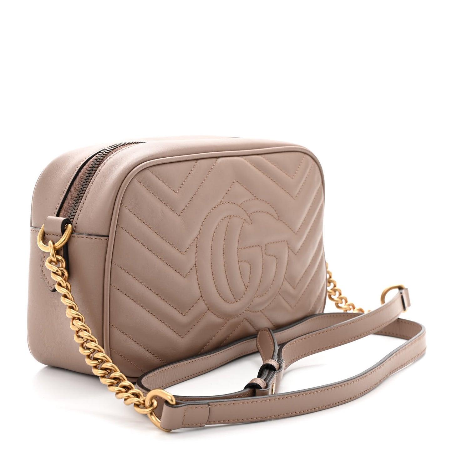 Calfskin Matelasse Small GG Marmont Chain Shoulder Bag Porcelain Rose