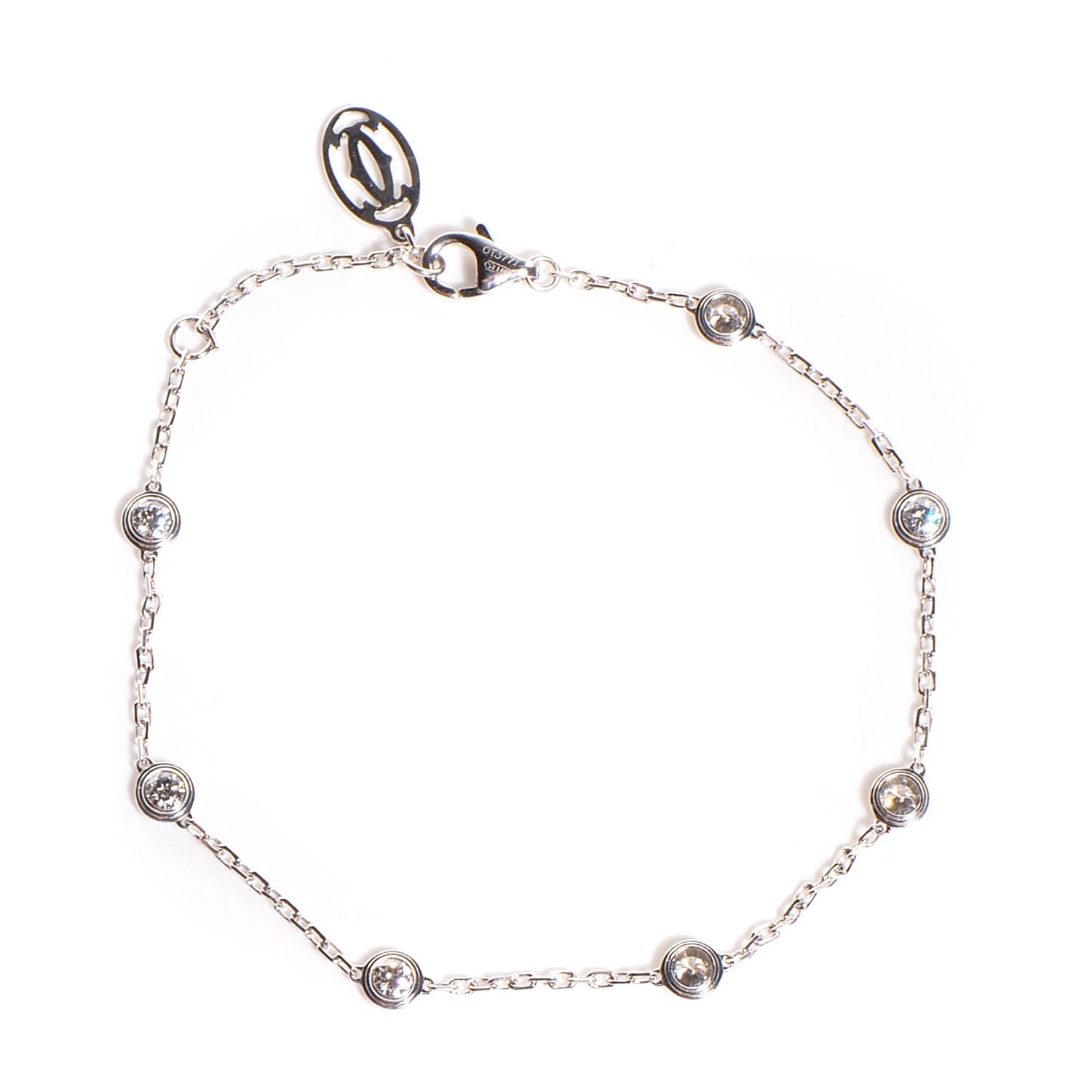 Cartier 18K White Gold 7 Diamond D'Amour Station Bracelet 1 of 4