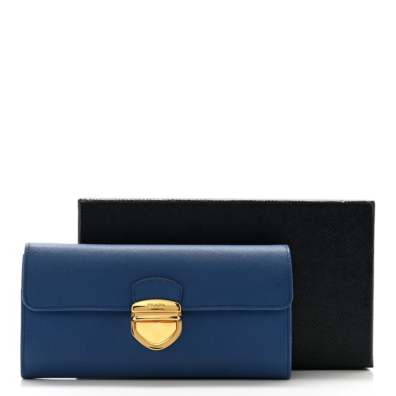 Prada Saffiano Tuc Continental Flap Wallet Azzurro 15 of 15